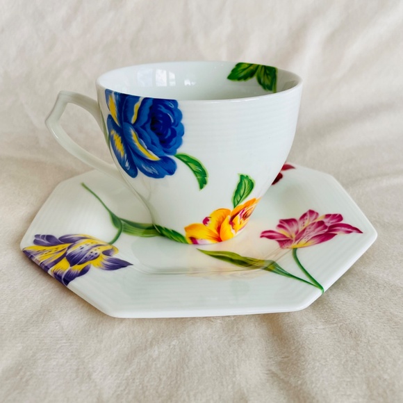 Rare KENZO MAISON Teacup & Saucer Oriental Lillies Aito Japan - Picture 3 of 14